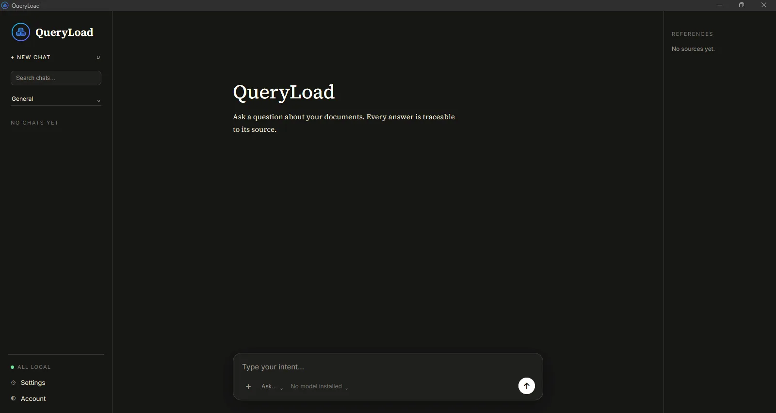 Screenshot of the QueryLoad desktop app